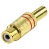 Connettore RCA, Pcaudio RJ220/1, femmina in metallo, colore oro con fascia rossa, con
protezione cavo.